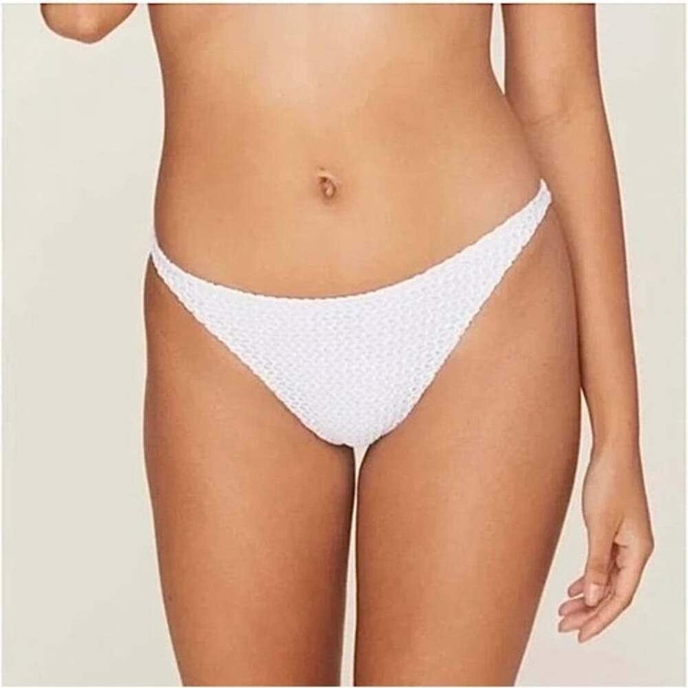 Demi Moore Andie Swim Tropez Bikini Bottom in White Textured Crochet Size Medium